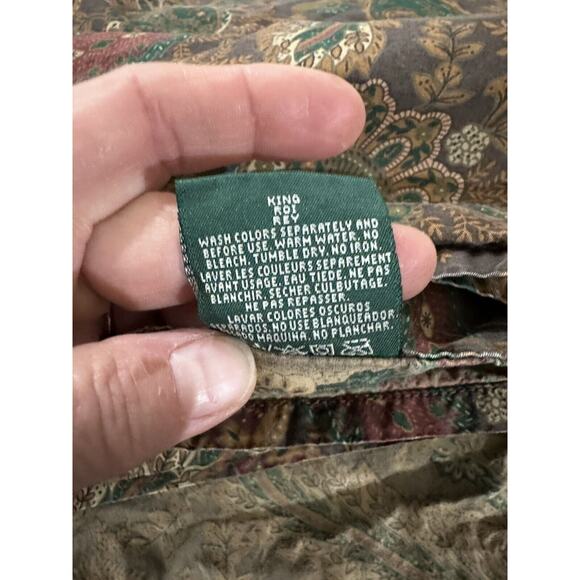 Ralph Lauren Rue Des Artistes King Flat Sheet Brown Paisley Piping - Picture 5 of 5